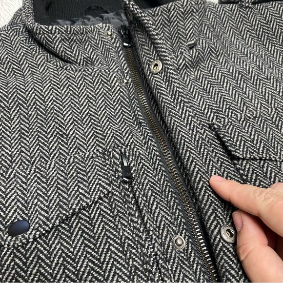 Kenneth Cole Men's Herringbone Field Jacket Coat Wool blend - Black and Gray XL - Picture 5 of 12